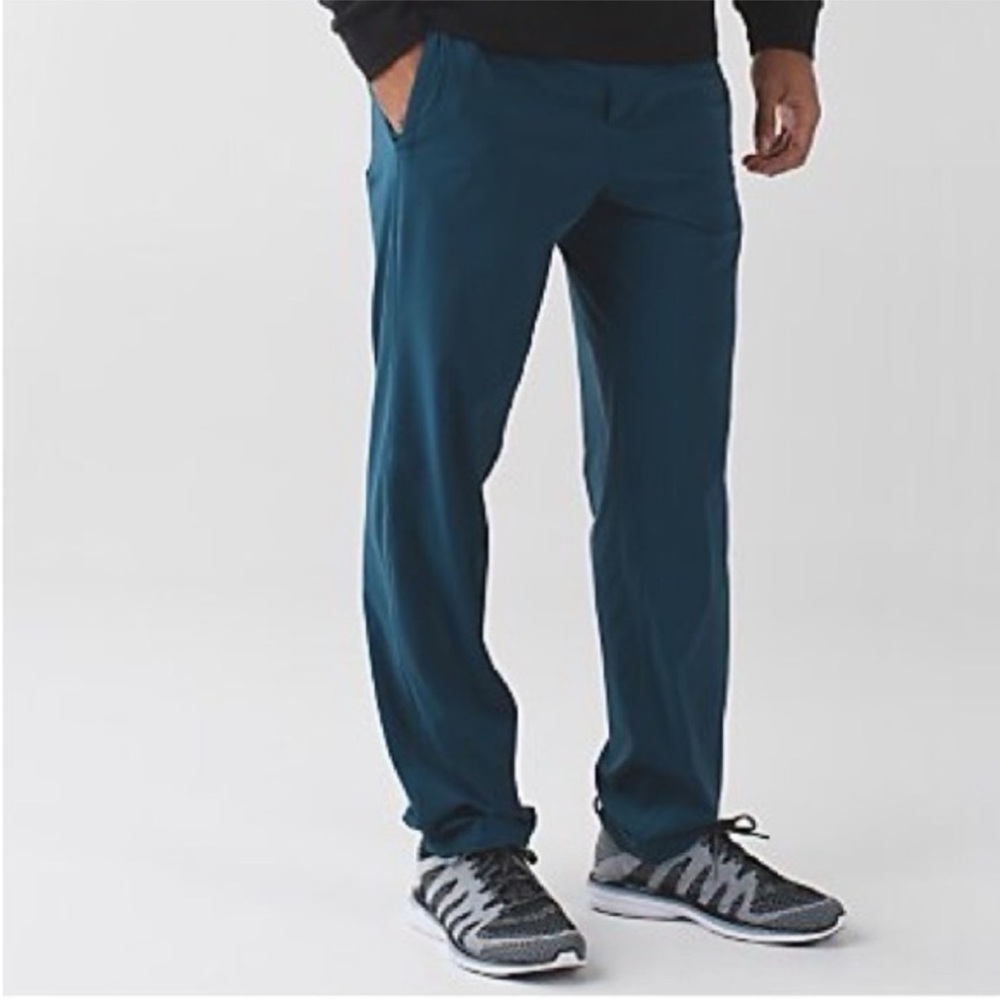 Lululemon Men's Cutback Pants sz Large Alberta Lake Teal Blue Straight Leg Swift